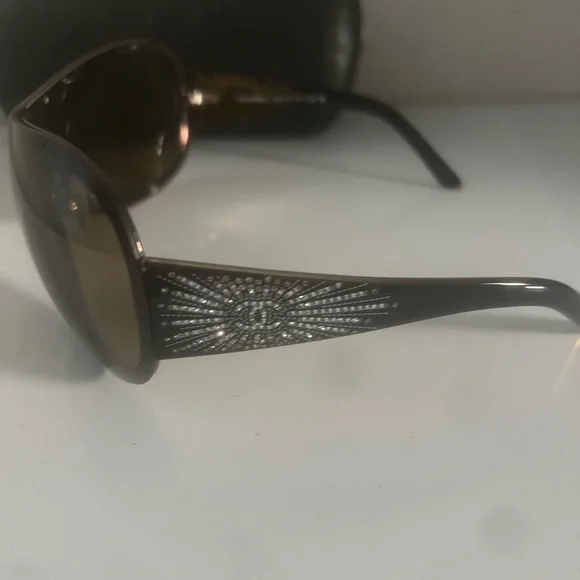 CHANEL | Accessories | Chanel Brown Sunglasses With Crystal  display picture 2